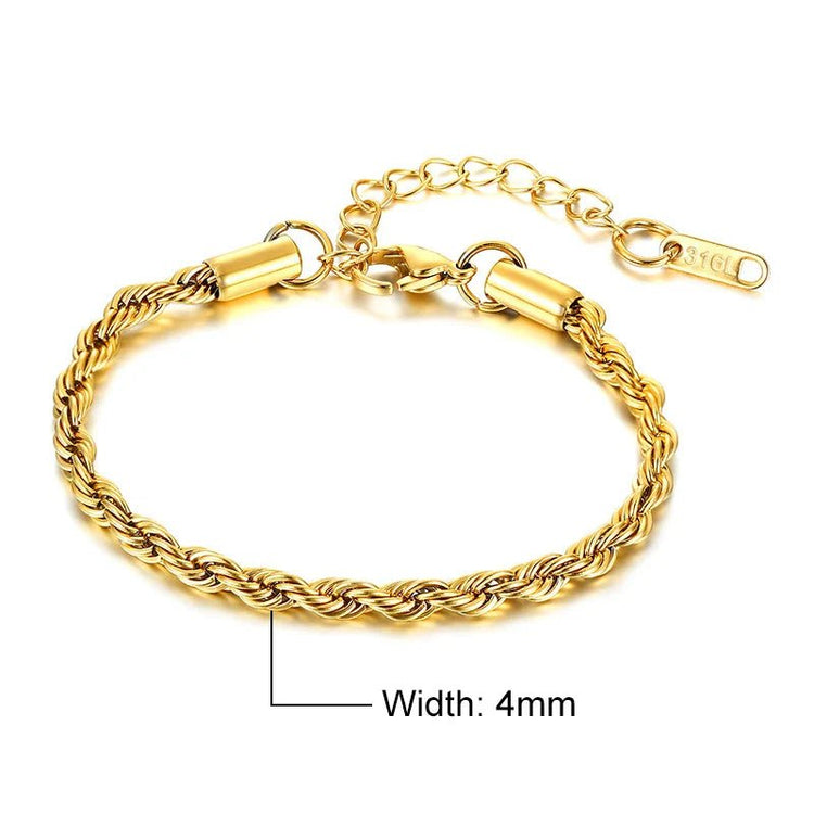 Gold Adjustable Twisted Rope Bracelet - GRVTYCLUB