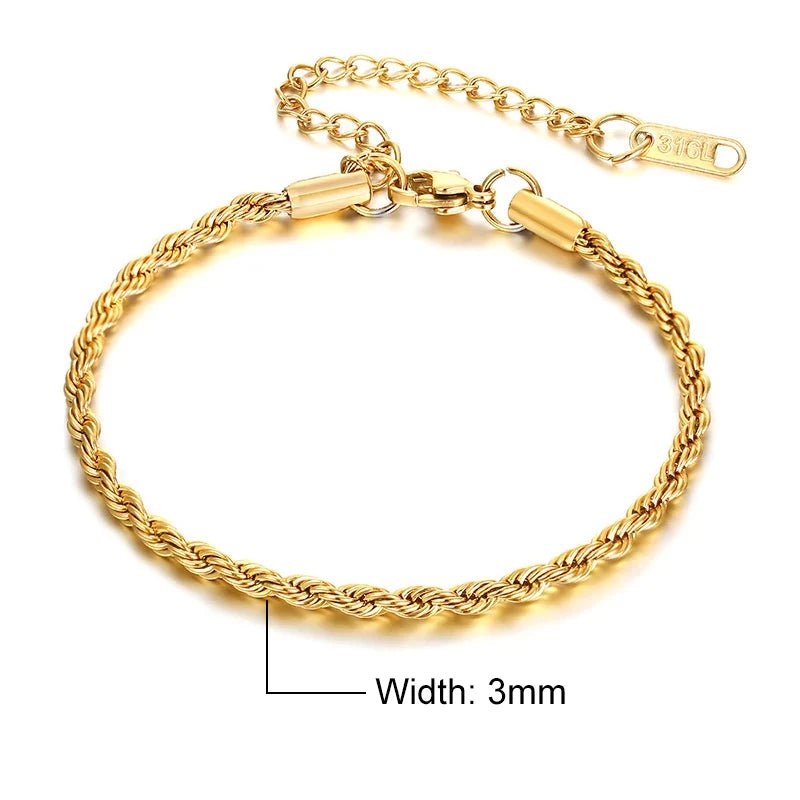 Gold Adjustable Twisted Rope Bracelet - GRVTYCLUB