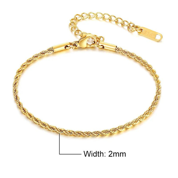 Gold Adjustable Twisted Rope Bracelet - GRVTYCLUB