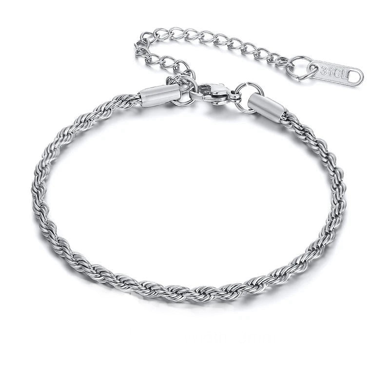 Silver Adjustable Twisted Rope Bracelet - GRVTYCLUB