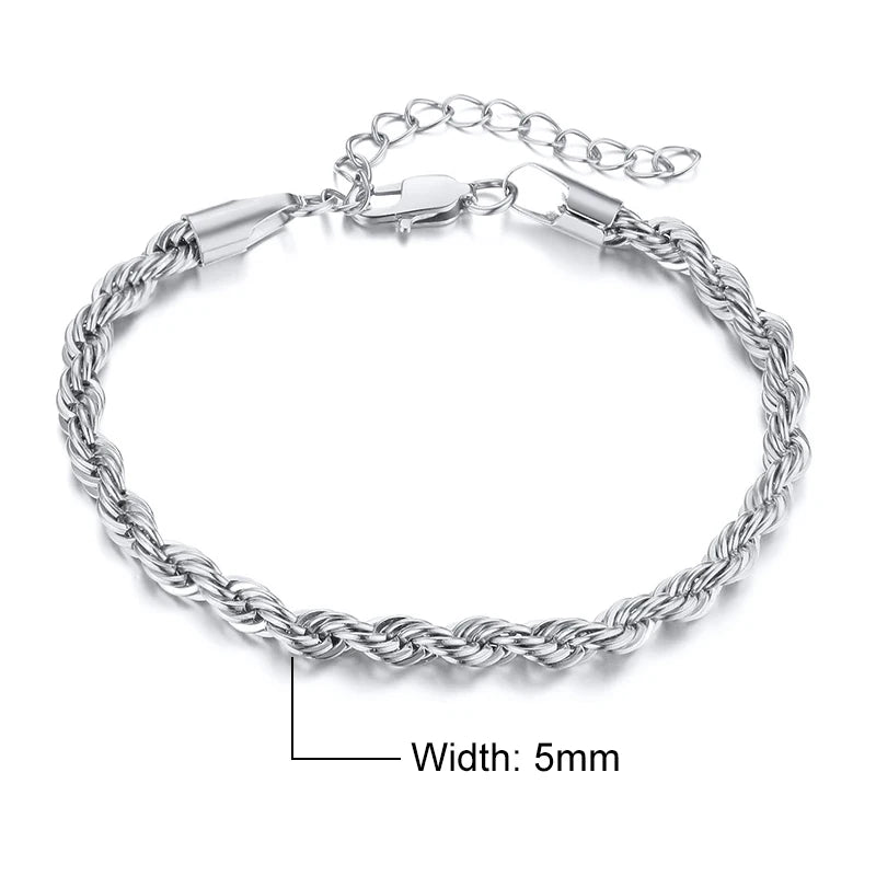 Silver Adjustable Twisted Rope Bracelet - GRVTYCLUB