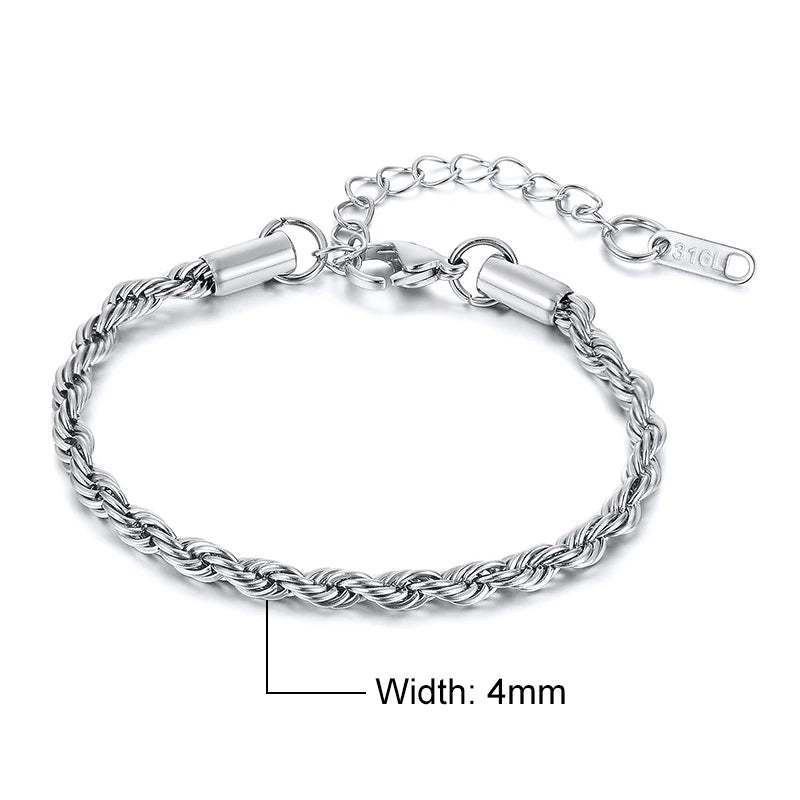 Silver Adjustable Twisted Rope Bracelet - GRVTYCLUB