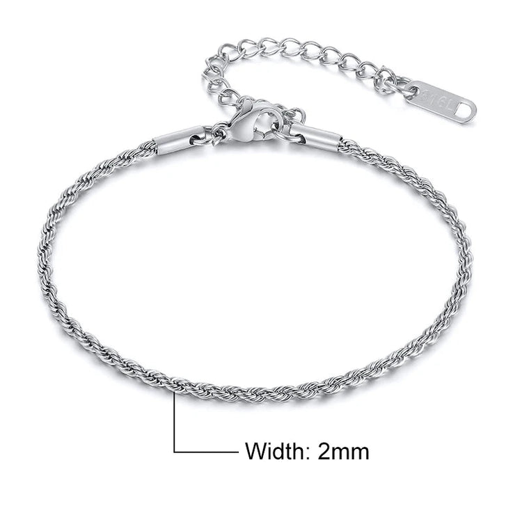 Silver Adjustable Twisted Rope Bracelet - GRVTYCLUB