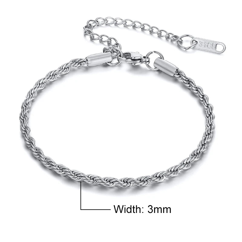 Silver Adjustable Twisted Rope Bracelet - GRVTYCLUB