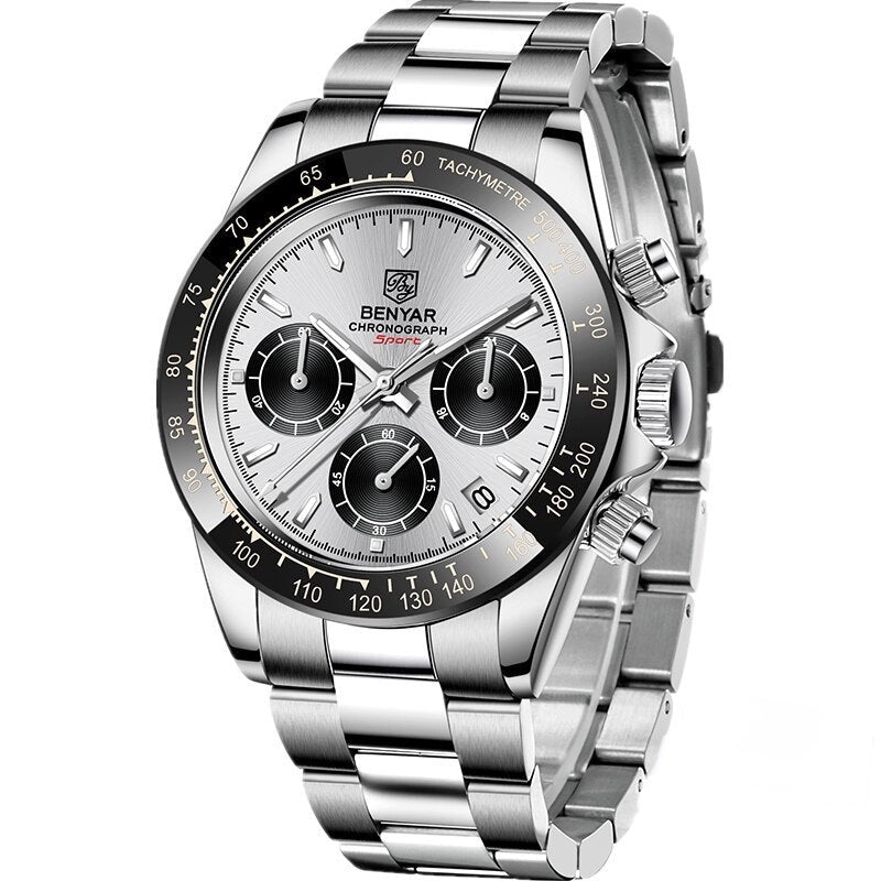 BENYAR Chronograph Sport Watch Silver - GRVTYCLUB