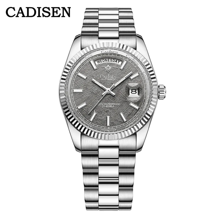 CADISEN Automatic Day Date 40 Silver Watch - GRVTYCLUB