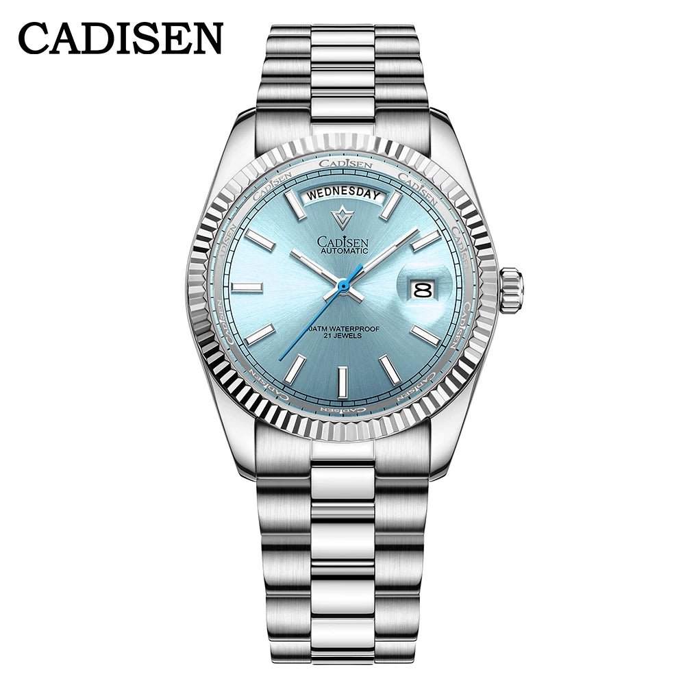 CADISEN Automatic Day Date 40 Silver and Blue Watch - GRVTYCLUB