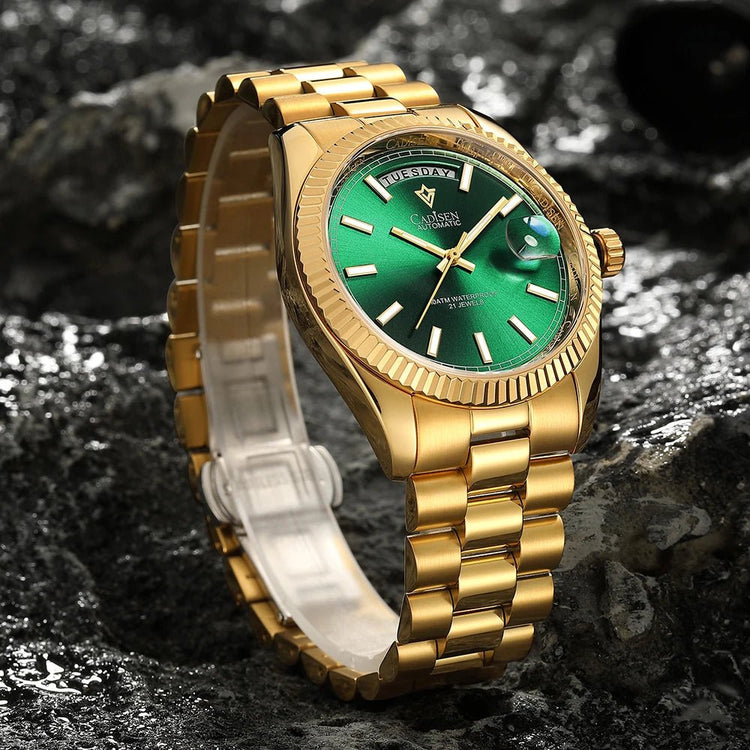 CADISEN Automatic Gold and Green Watch Day Date 40 - GRVTYCLUB