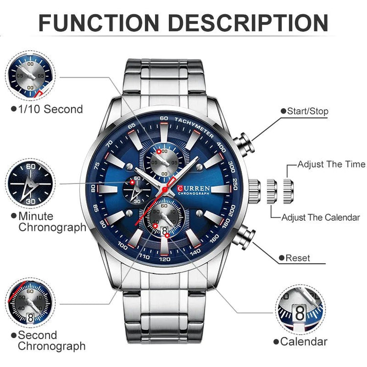 CURREN Tachymeter 8351 Watch - GRVTYCLUB