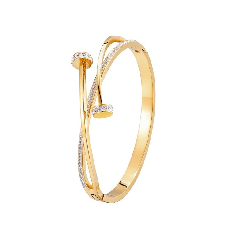 Double Crystal Cross Bangle - Gold/Silver/Rose - GRVTYCLUB